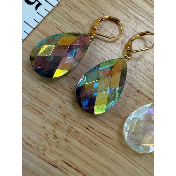 Joan Rivers Faceted Teardrop Leverback Earrings Gold Tone Glam, Holiday, Vintage - Picture 4 of 6